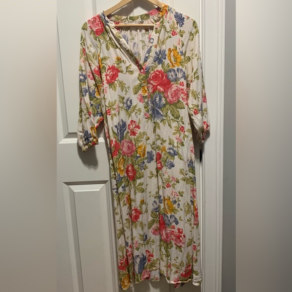 ZARA ECRU FLORL PRINT MIDI FLOWING DRESS - Picture 5 of 13